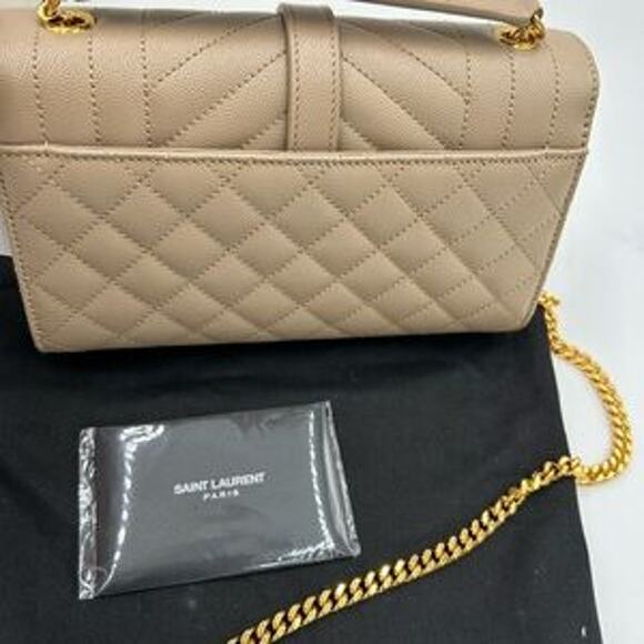 Women's SaintLaurent YSL envelope quilted grain , embossed leather made in Italy - Picture 7 of 13